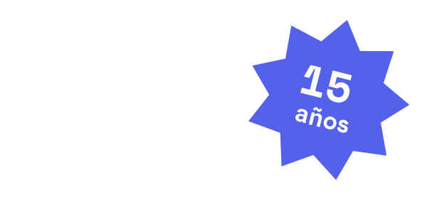 Logotipo de Ciudadanía Inteligente que muestra un sello del aniversario de los 15 años que cumple la fundación